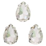 Хрустальные стразы в цапах формы капля, белый 13х18 мм, 3 шт., АЦ001НН1318