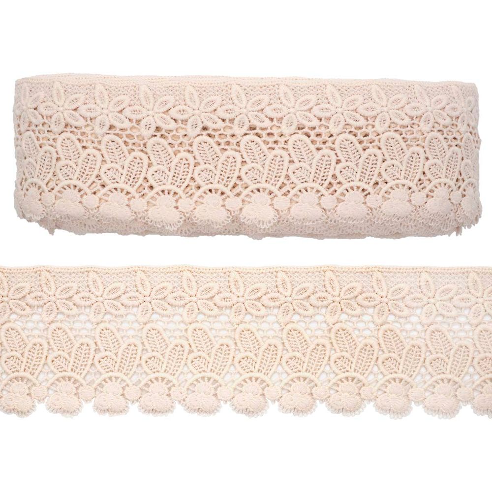 Кружево гипюр (плетёное) 90 мм, матовая нить, NN236 молочный, 13.72 м