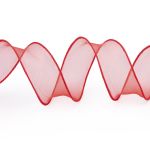 Лента декоративная с волнистым краем 38.0 мм / 18.29±1 метров, 100% органза, (01 красный)
