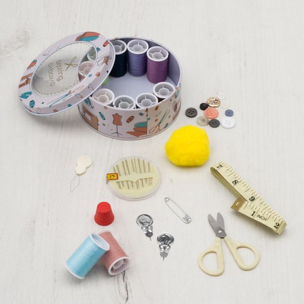 Набор для шитья швейный, дорожный 28 предметов 11х4,5см, бежевый, MTW154