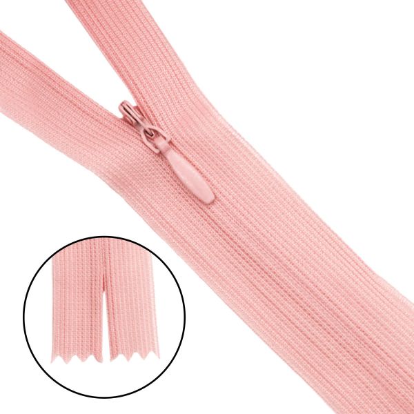 Молния потайная (скрытая) Т3 (3 мм) 1 зам., н/раз., 20 см, нейлон, F150 св.персик, 10 шт