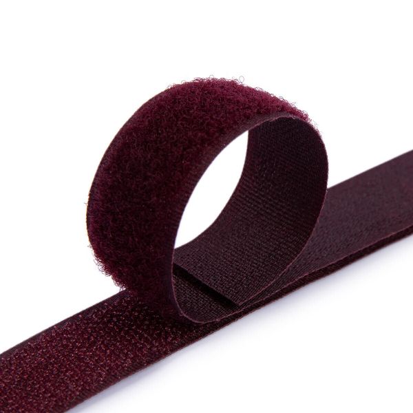 Лента контактная липучка (велкро) пришивная 20 мм / 25 метров, 090 т.бордовый, Gamma LG-20, ПАРА (крючок+петля), качество 