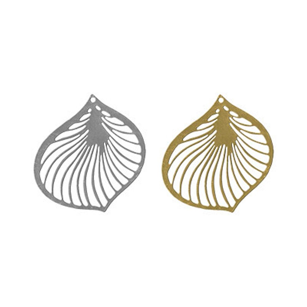 Филигранные элементы для бижутерии 2.7 см, лист, 4 шт, золото, Zlatka FDP-003