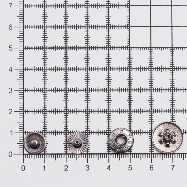 Кнопка Альфа (S-образная) ⌀15.0 мм, ≈50 шт, №54, Таблетка, МЕТАЛЛ, ответ. части 12.5 мм, чер.никель, NEW STAR