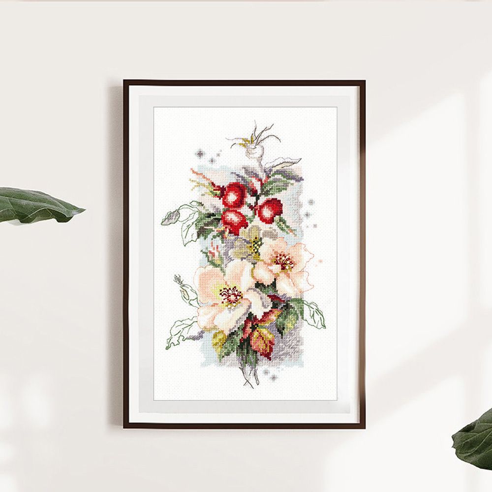 Набор для вышивания нитками Чудесная игла, Шиповник, 14х23 см