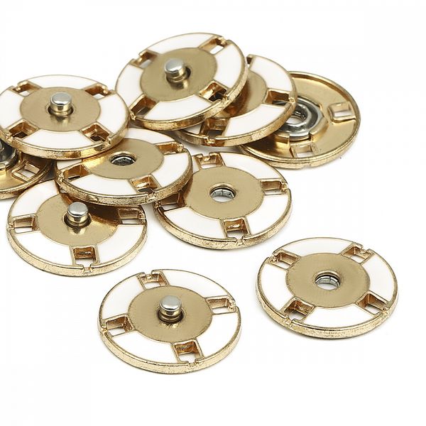 Кнопка пришивная металл ⌀21.0 мм, TBY-0301, цв.золото/белый, уп. 10 шт, TBY