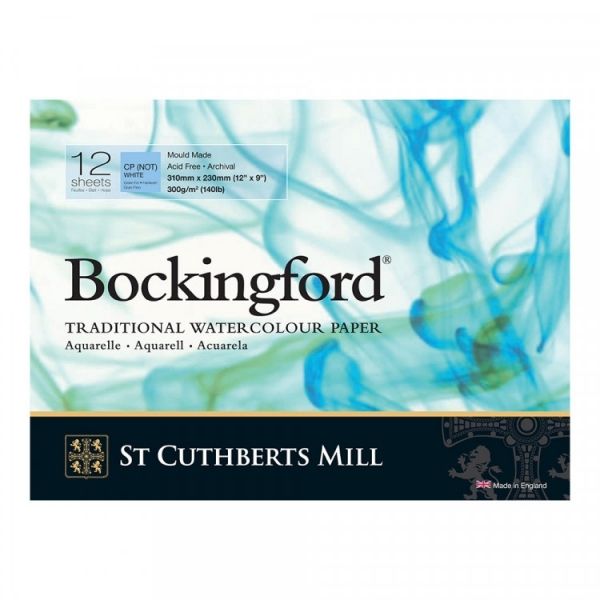 Альбом для акварели Bockingford CP 300 г/м², 23х31 см, склейка с одной стороны 12 л, среднезернистая, St. Cuthberts Mill T47130001011C