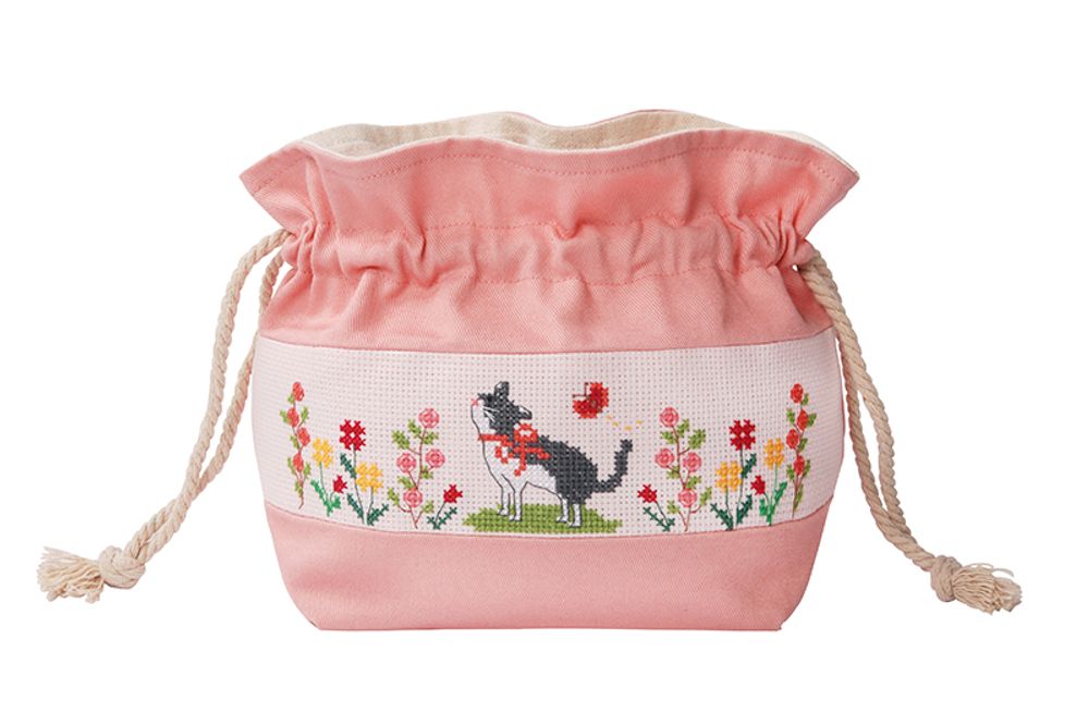 XIU Crafts, сумка на шнурке Цветок и кошка, 17х15 см