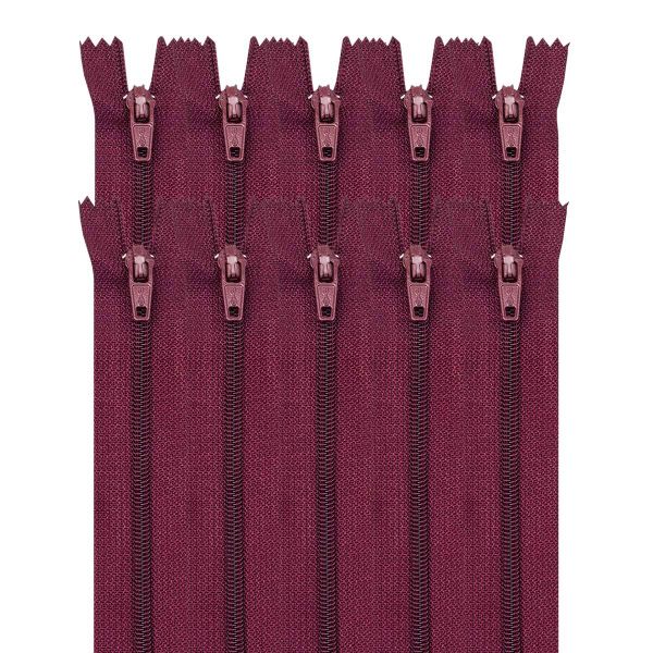 Молния спираль (витая) Т3 (3 мм) 1 зам., н/раз., 20 см, автомат, т.бордо 20 см, 30100, 10 шт