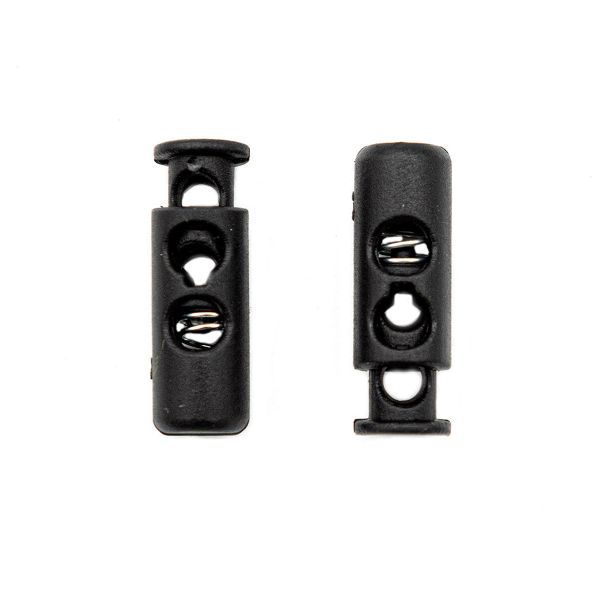 Фиксатор (зажим) для шнура пластик 2 отв., ⌀4.4 мм, 24х8 мм, цилиндр, черный, 200 шт