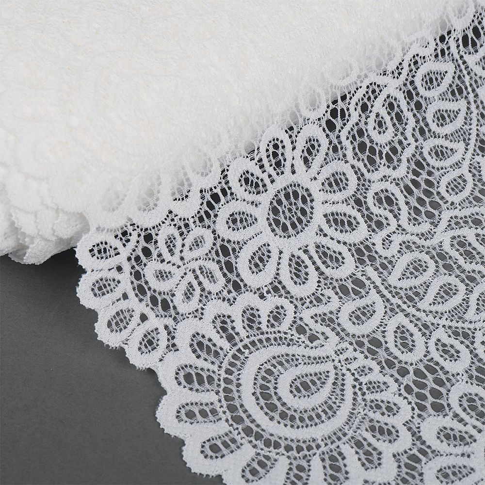 Кружево эластичное (стрейч) арт.YSTL00839 205мм цв.004 сумрачно-белый уп.25м, Kruzhevo