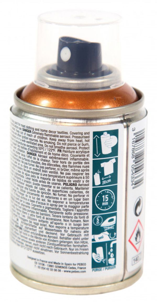 Краска для текстиля аэрозольная 7А Spray 100 мл, медь 805433, Pebeo
