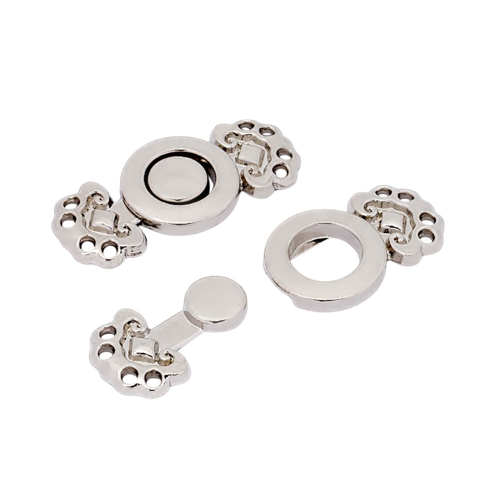 Крючки пришивные декоративные 25х12 мм, nickel, 10 шт