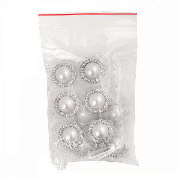 Пуговицы металлические на ножке 28L-18 мм, С-MP15 цв.серебро/перламутр, 10 шт