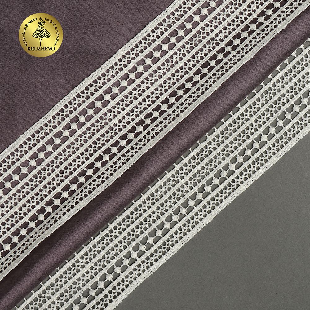 Кружево гипюр (плетёное) матовая нить арт.TR.8G8298 75мм цв.молочный уп.9м, Kruzhevo