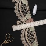 Кружево гипюр (плетёное) 135 мм / 13.7 метров, (интерьерное) коричневый, 3AR2343