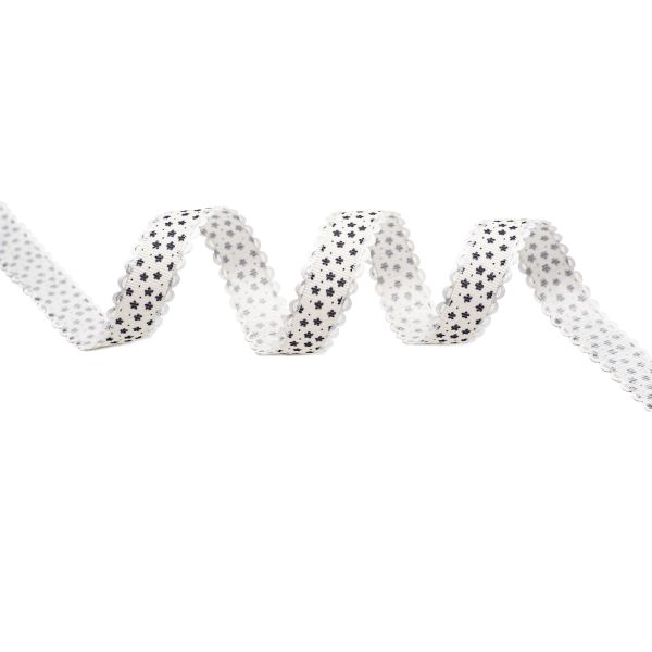 Лента декоративная Звездочки 20 мм / 25±1 метров, YH98 (02 белый/черный)
