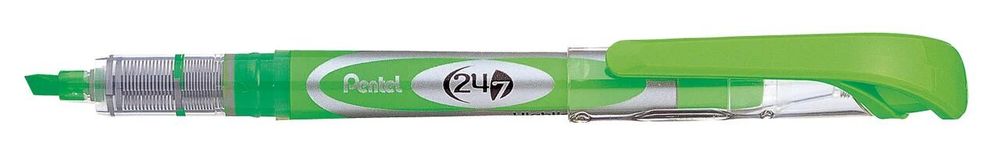 Маркер-выделитель текста с жидкими чернилами 24/7 Highlighter 1-3.5 мм, скошенное 12 шт, SL12-KX салатовый, Pentel