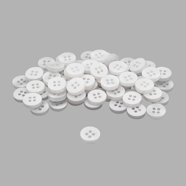Пуговицы 4 прокола 18L (11мм), пластик (Wht-01 белый), CN_2846, 72 шт