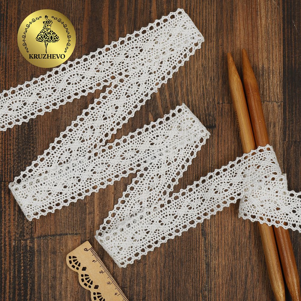 Кружево вязаное (тесьма) 30 мм / 10 метров, TBY.2442 цв.белый, Kruzhevo