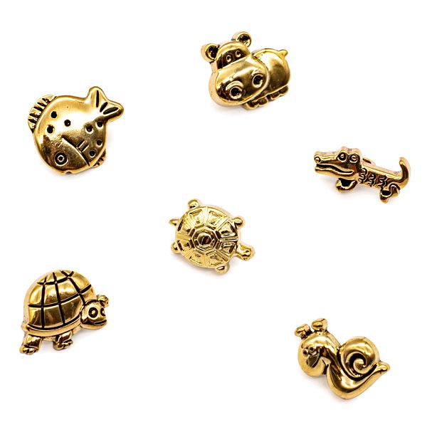 Украшения декоративные пуговицы Зверята, AG/золото, 24 шт