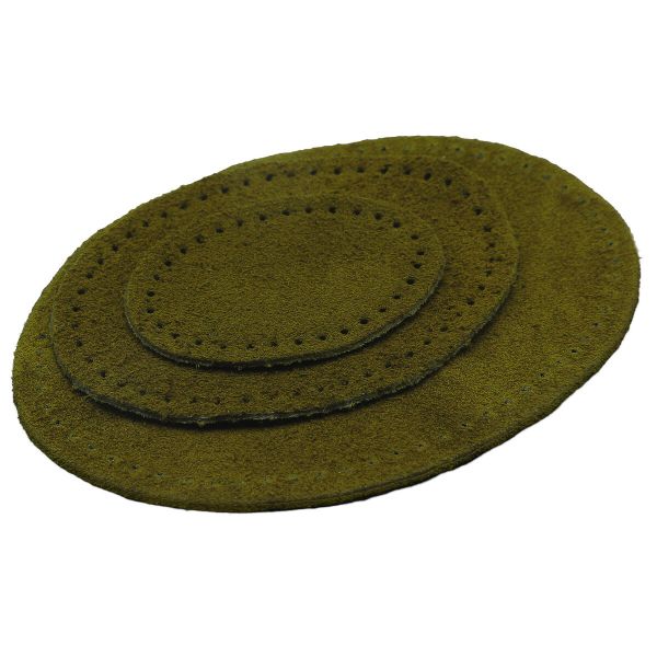 Набор заплаток пришивных из замши, овал 4х5,5см, 6х8,2см, 8х10,9см, с перфорацией, 3 шт (33 хаки), 59404