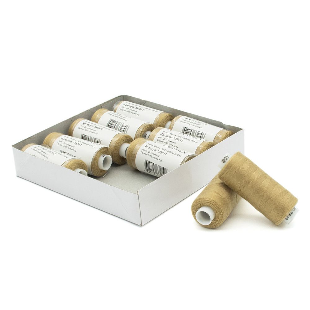 Нитки швейные бытовые Bestex 40/2, 365 м (400 ярд) / 10 кат., 227 золотисто-бежевый