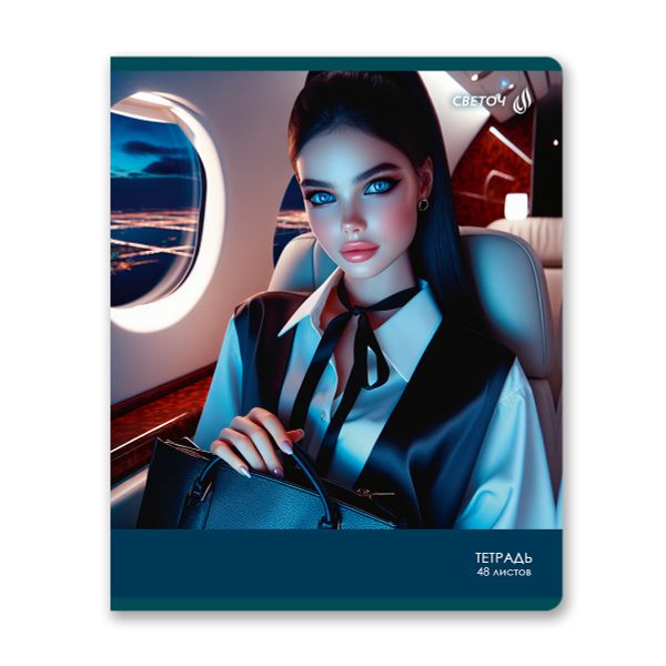 Тетрадь ученическая общая, A5 48 л. на скобе 65 г/м², белизна 100% 10 шт линия, 01535 Загадочный взгляд, Светоч Т206