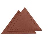 Заплатки пришивные из кожи, треугольник равнобедр., стор. 6см, с перфорацией, 2 шт, 100% кожа, 02 светло-коричневый, 9902