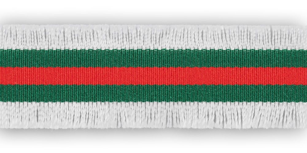 Тесьма с бахромой 28 мм, 10 м, 02 зеленый/красный, Gamma DTB-28G