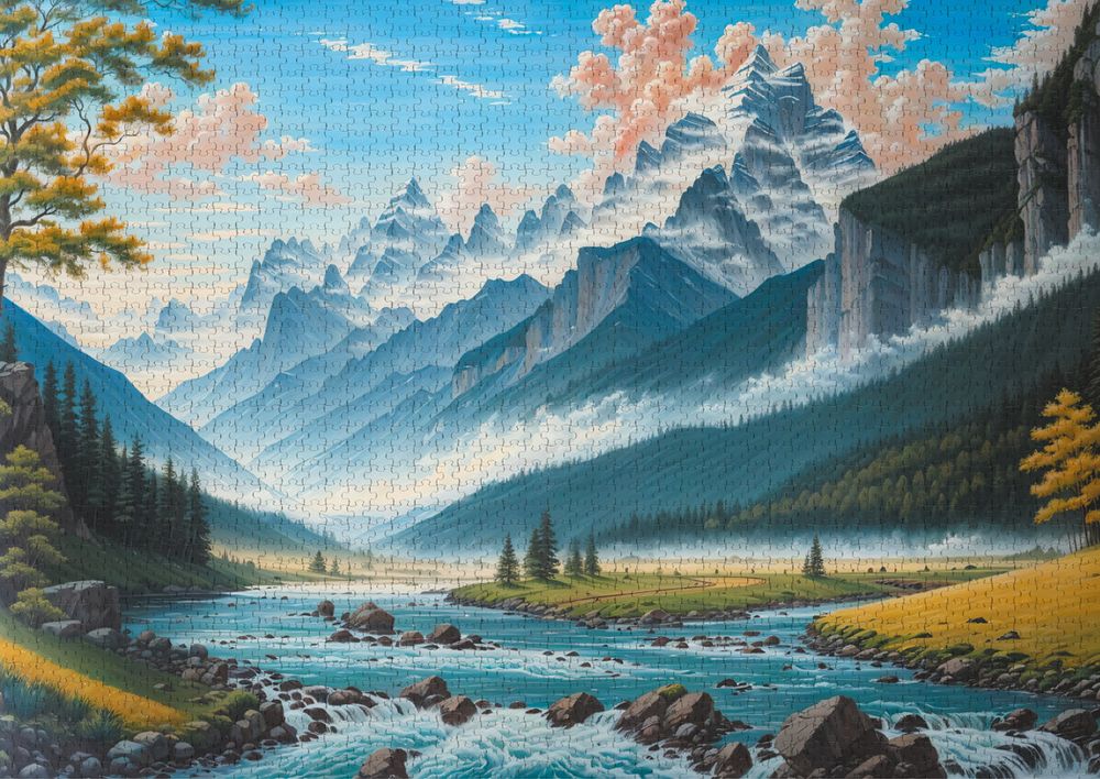 Пазл 2000 элементов, PZL-2000/42 Горный пейзаж с рекой, Фрея