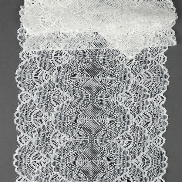 Кружево бельевое эластичное 195 мм / 10 м, цв.01 белый, Kruzhevo