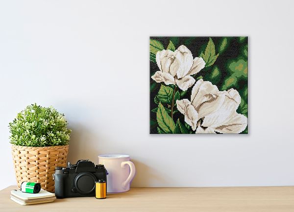 Алмазная (кристальная) мозаика Фрея ALPD-223, на подрамнике Магнолии в цвету, 30х30 см