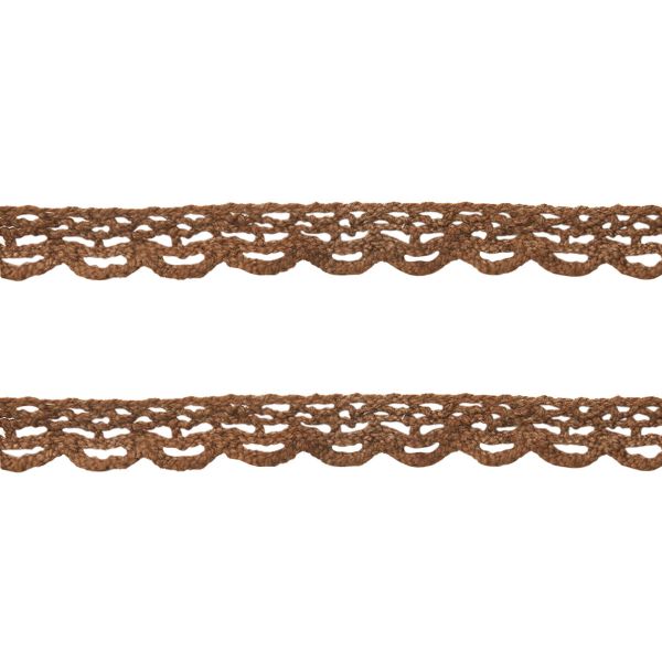 Кружево вязаное (тесьма) хлопковое 10 мм / 9.14 метров, C092 коричневый