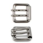 Пряжка ременная металл 40 мм, 2 язычка, никель, 2 шт, BIG