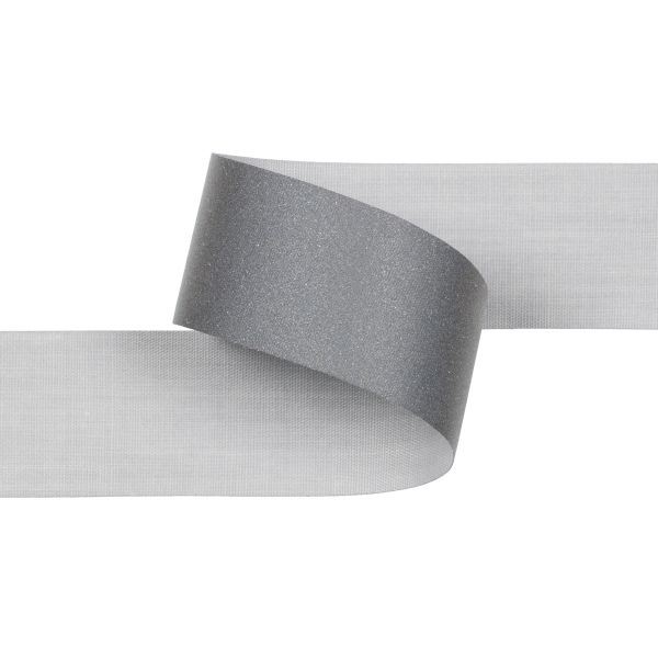 Лента светоотражающая (катафотная) [cpl:380], 25 мм / 50 метров, 65% п/э, 35% х/б, серый, Gamma JF9001