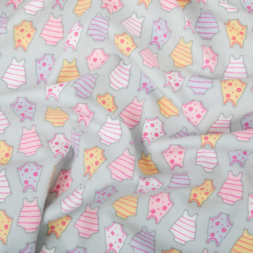 Ткань для пэчворка Peppy Молочные сны фланель, рулон 112 см / 5 метров, МС-06 серый, Peppy