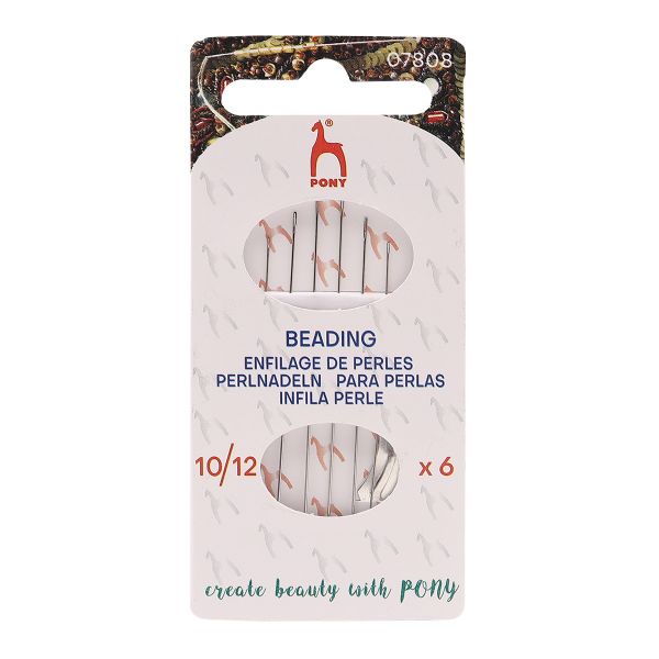 Иглы ручные для бисера с нитковдевателем Beading №10-12, 6 шт, PONY, 07808