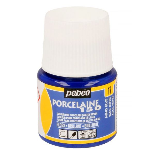Краска по фарфору и керамике (под обжиг) глянцевая Porcelaine 150 45 мл, 024-017 синий, Pebeo