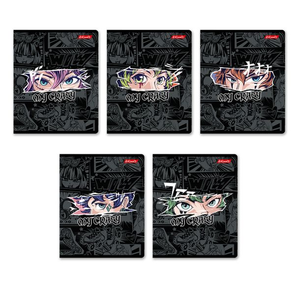 Тетрадь ученическая общая, A5+ 48 л. на скобе 65 г/м², белизна 100%, 10 шт, линия в термоусадочной пленке, 000755 Я-крейзи, Светоч 48ТЕТл-001