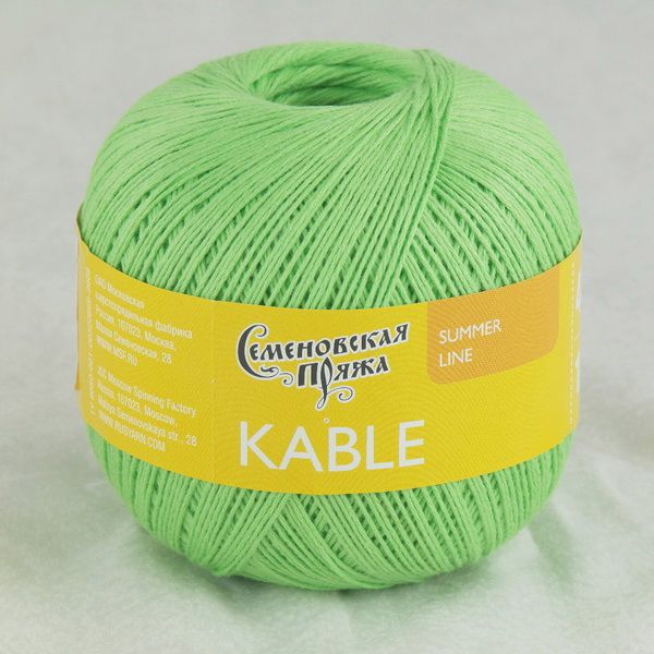 Пряжа Семеновская Kable Кабле / уп.5 мот. по 100г, 430м, 31578 лайм