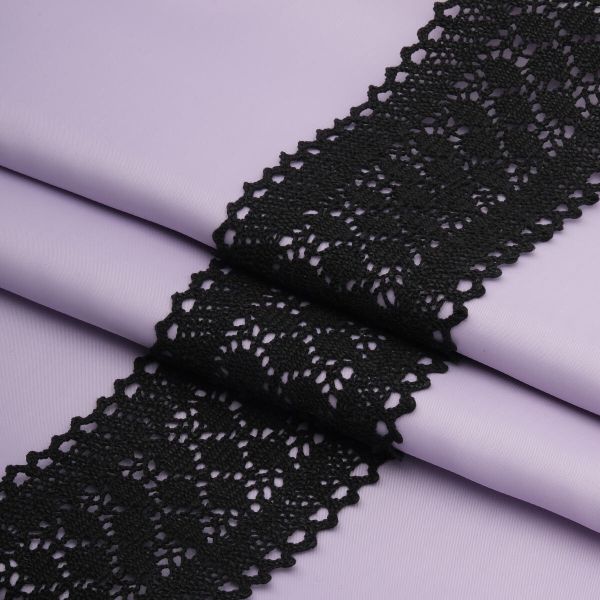 Кружево вязаное (тесьма) 85 мм / 25 метров, рис.85.01.121 черный