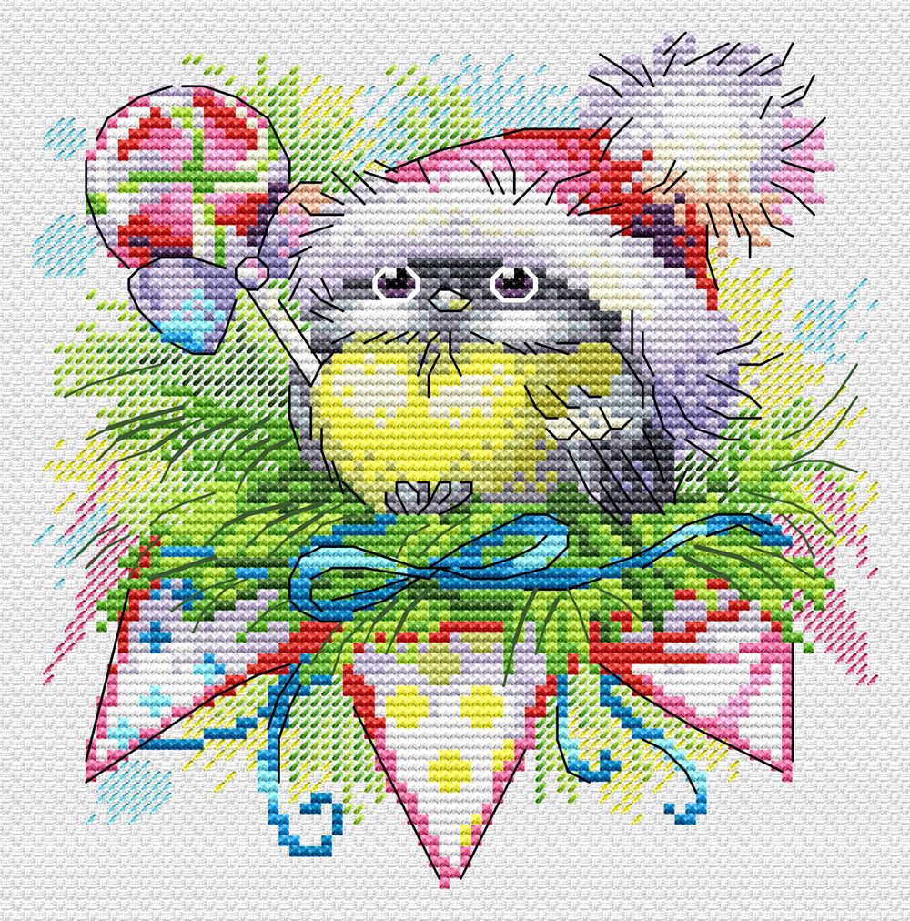 Набор для вышивания нитками МП Студия (Жар-птица), Зимняя синичка, 15х14 см