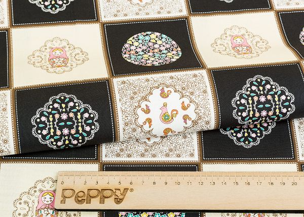 Ткань для пэчворка Peppy Крошки-матрешки, рулон 112 см / 5 метров, КМ-01 Панель, Peppy