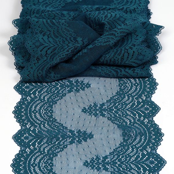 Кружево бельевое эластичное 230 мм / 3 м, 8036 цв.F222 изумрудно-синий, Kruzhevo