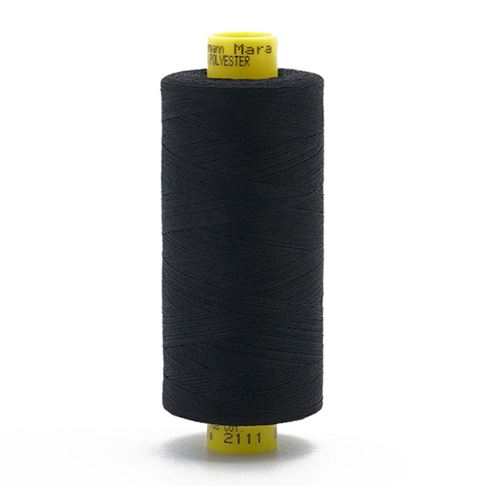 Нитка особо тонкая Gutermann Mara №150 (150/2), 1000 м, 713953, цв. 2111 ультра черный, 1 катушка