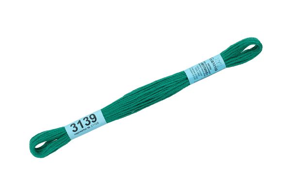 Мулине Gamma 100% хлопок, цв.3139 т.зеленый, 24 мотка по 8 метров