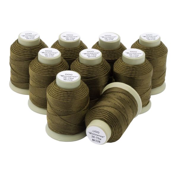 Нитки капроновые 3К 70м, 226 темный хаки, 9 катушек