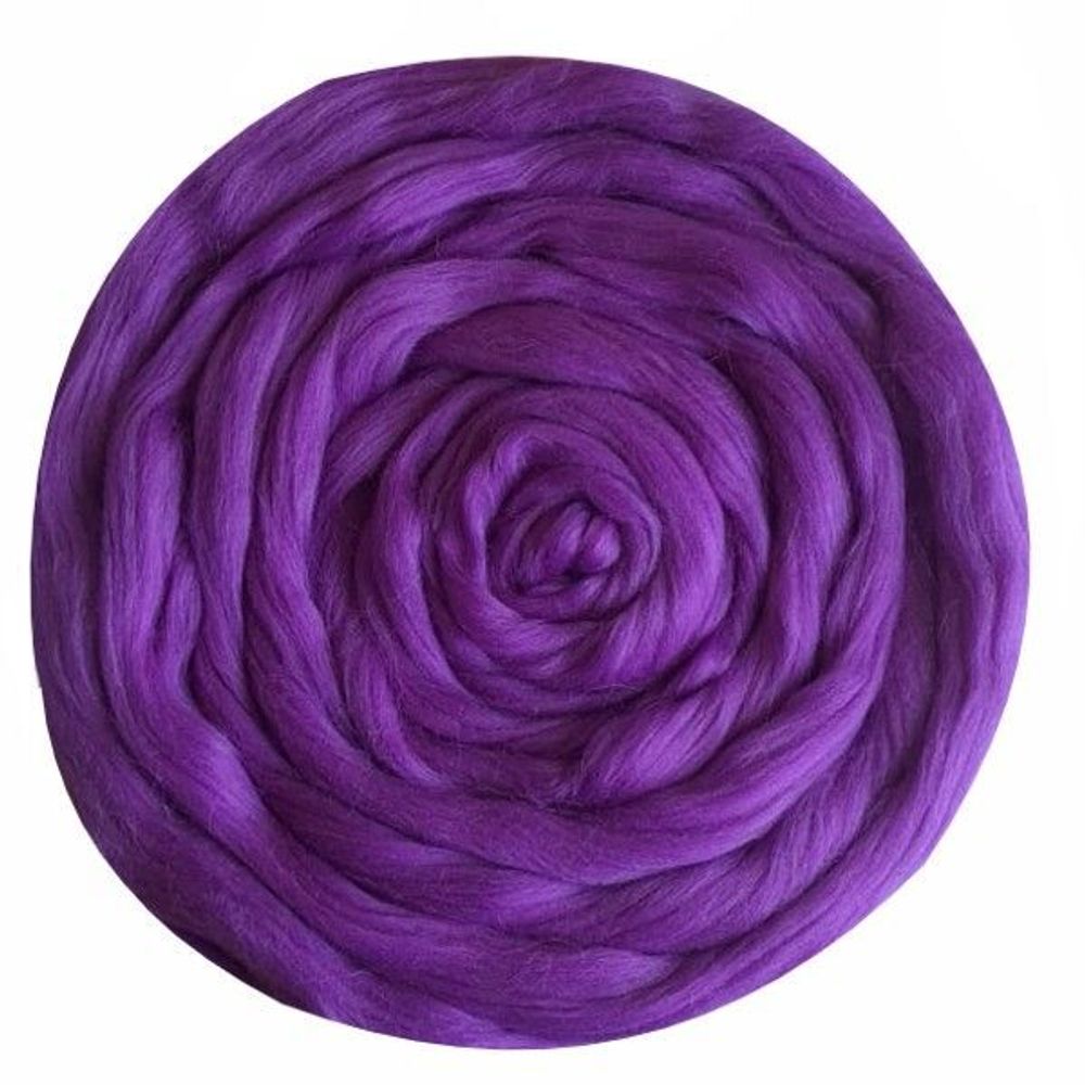 Шерсть для валяния Троицкая Гребенная лента (100% полутонкая шерсть) 100г цв.0078 фиолетовый