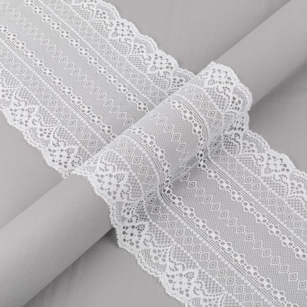 Кружево бельевое эластичное 175 мм / 3±0.2 метра, Турция, айвори, Blitz